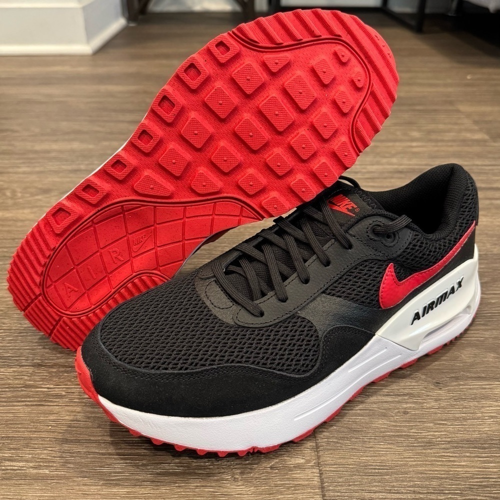 NIKE AIR MAX SYSTM black/white/red Sz 10.5 - Picture 4 of 6